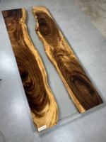 Table en résine époxy bleu rivière, design spécial haut de gamme en bois de noyer