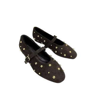 Zapatos Planos Negros <span class=keywords><strong>de</strong></span> Nuevo Estilo Primavera 2026 - Zapatos Planos Mary Jane con Remaches y Punta Redonda, Cierre <span class=keywords><strong>de</strong></span> Hebilla, Correa en la Puntera, Otro Material Superior, para Niñas - Product Image 3