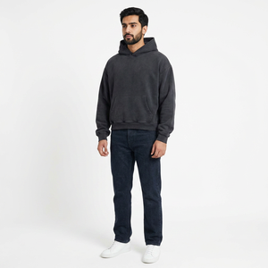 À la mode 600 gsm pull à capuche hommes lourd en détresse gros sweats à capuche surdimensionné pierre vintage lavé sweat à capuche blanc Hoodies - Product Image 1