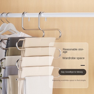 Estante de almacenamiento de acero inoxidable tipo S grueso para interior, multifuncional, antideslizante, sin rastro, percha para ropa, pantalones, faldas - Product Image 2