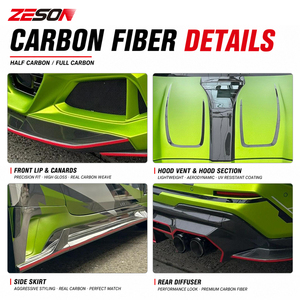 ZESON Kit de Carrocería Ancha de Fibra de Carbono Seca: Parachoques Delantero, Guardabarros, Faldones Laterales y Spoiler de Capó para <span class=keywords><strong>BMW</strong></span> G82 G83 <span class=keywords><strong>M4</strong></span> - Product Image 4