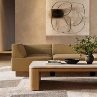 Sageliving meubles de salon contemporains Wabi Sabi table basse en bois massif style moderne dessus en marbre naturel