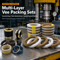 Jeu de joints Chevron et V-Ring multi-lèvres renforcés en aramide, Kevlar et PTFE Dlseals pour cylindre hydraulique de forgeage
