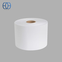 Roll Label Thermal Linerless Langsung dari Pabrik, Bahan Stiker Barcode Perekat Sendiri untuk Label Pengiriman Kemasan Makanan Ritel