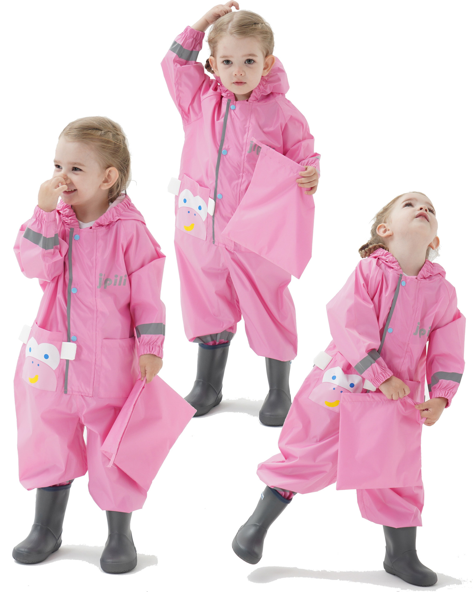 Unisex Girls Boys Raincoat Kids Puddle Suits Waterproof Baby Hooded Rainsuit Rainwear Toddlers One Piece Rain Suit