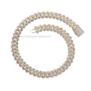Hip Hop Miami Cuban <b>Chain</b>, Rhombus Full Zirconium Cuban Bracelet Tanjing Fashion Lijing Necklace - Product Image 4