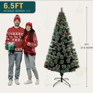 Sapin de Noël artificiel G&L de 2,1 m pré-éclairé à fibres optiques avec lumières LED à changement de couleur - Écologique et facile à assembler pour fêtes intérieures - Product Image 2