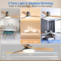 Ventilateur de plafond moderne intelligent Wi-Fi électrique avec éclairage, 3 pales en bois, 36 pouces, ventilateur contemporain avec lumières