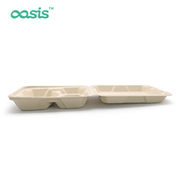 Boîtes à charnières biodégradables, sans PFAS, jetables, écologiques, en bagasse de canne à sucre, imperméables, résistantes à la graisse, compatibles micro-ondes