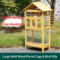 Cage à oiseaux extérieure en bois massif et métal avec couverture imperméable, facile à nettoyer, pour perroquets, cailles et canaris