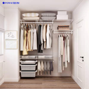 Système d'organisation de placard <span class=keywords><strong>suspendu</strong></span> moderne en métal verrouillable, étagères réglables en fil métallique, paniers en maille pour chambre à coucher, atelier - Product Image 3