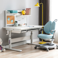 Bureau d'apprentissage ergonomique moderne pour enfants, table d'étude en bois réglable en hauteur avec chaise pour chambre à coucher