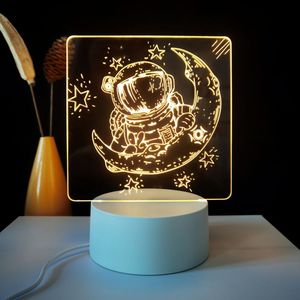 Đèn ngủ 3D hiện đại bằng acrylic, đèn LED nhiều màu sắc, dành cho phòng thiếu niên, hình phi hành gia trên mặt trăng - Product Image 1