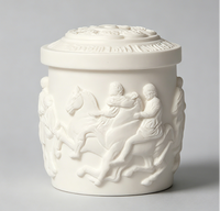 Bougies parfumées blanches de luxe écologiques biodégradables en pot de plâtre cylindrique moderne vintage avec statues 3D