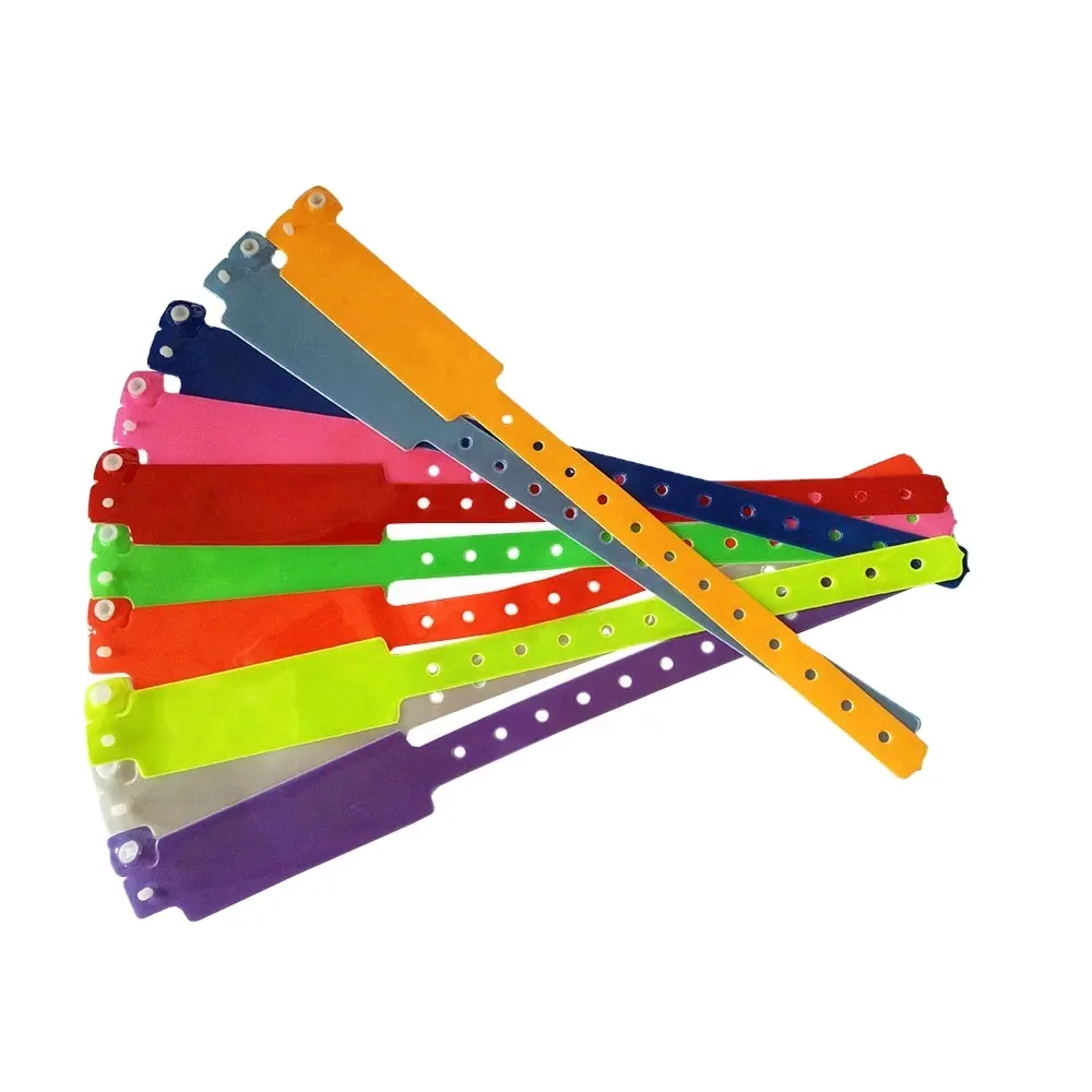 Olaylar için yeni ürün plastik bilezik otel kullanımı tanımlama vinil Armbands özel Neon renk PVC bileklik