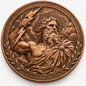 Pièce de monnaie en cuivre pur 999 de 1 oz, série Mythologie Grecque Antique, <span class=keywords><strong>Zeus</strong></span>, en relief 3D, style artistique peint aux couleurs UV, artisanat métallique - Product Image 3