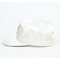 5-delige op maat gemaakte satijnen bruine stof pet met geborduurd logo en snapback sluiting