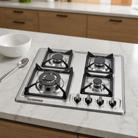 Cuisinière à gaz GPL encastrable quatre feux OEM/ODM neuve de haute qualité avec surface en acier inoxydable de 60 cm et allumage électronique