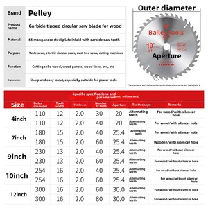 <span class=keywords><strong>Lame</strong></span> de scie circulaire industrielle BEILI en carbure YG6 TCT, 4-12 pouces, 30-80 dents, pour la découpe du <span class=keywords><strong>bois</strong></span>, du MDF, du <span class=keywords><strong>PVC</strong></span> et des composites sur meuleuse d'angle - Product Image 4