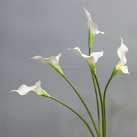 JM013 Décoration de mariage, fleurs artificielles Calla Lilies blanches et violettes en EVA, 2 têtes, effet réaliste, pour la décoration de la maison