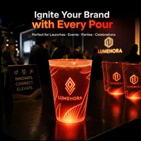 Gobelet lumineux LED activé par l'eau, logo personnalisé, réutilisable, en plastique, clignotant, lumineux, verre à boire LED clignotant pour club