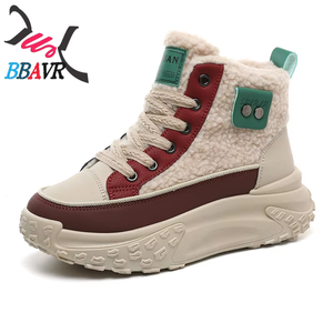 Nouvelles Chaussures Décontractées Montantes Hiver 2025 K6701 en Polaire d'Agneau, à Enfiler, Semelle Plate Polyvalente, Épaisse et Chaude, pour Étudiants - Product Image 1