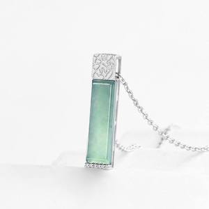 จี้หยกเจไดต์สีน้ำเงินธรรมชาติ เงินแท้ S925 เครื่องประดับผู้หญิง สไตล์จีน พร้อมใบรับรอง D239 - Product Image 3