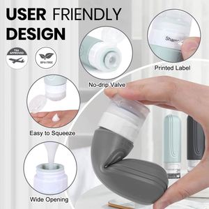 Ensemble de flacons de toilette en silicone de 90 ml avec logo personnalisé, approuvé, anti-fuite, format voyage, kit de recharge avec pot de 50 ml - Product Image 4