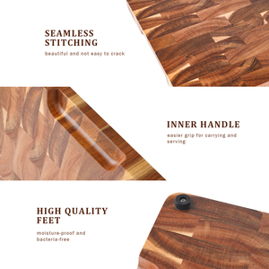 Gỗ keo thớt 15 inch lớn dày cuối hạt gỗ <span class=keywords><strong>butcher</strong></span> khối với không trượt chân và được xây dựng trong xử lý - Product Image 5