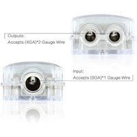 Boîtier de connexion d'alimentation plaqué or Senger, répartiteur 1 entrée 2 sorties (1*0GA entrée + 2*4GA sorties) pour câbles de haut-parleurs audio de voiture