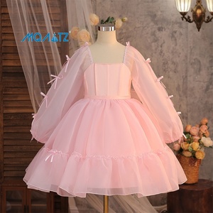 Vestido de Princesa Elegante <span class=keywords><strong>para</strong></span> Niñas, con Falda de Tul en Capas y Mangas Largas Blancas, <span class=keywords><strong>para</strong></span> Bodas y Fiestas Infantiles - Product Image 4