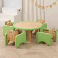 Ensemble table et chaise pour tout-petits en bois massif Moetry avec bords doux, protection anti-choc, mobilier pour enfants pour garderie et salle de classe