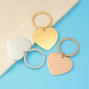 Wholesale Handmade DIY <b>Heart</b> Pendant Custom logo High Polished Stainless Steel <b>Heart</b> Pendant Keychain - Product Image 2