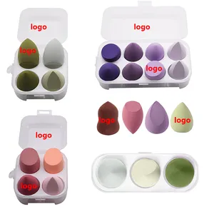 Two Shapes Mixed Packing Four Piece In One Pvc Bag Make Up Beauty Sponges Blender Latex Free Pink Blue Purple Green Brown Red