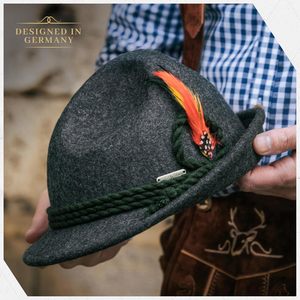 Chapeau bavarois traditionnel pour homme, 100% feutre de laine, vert, style alpin autrichien, avec plume d'oiseau, pour l'Oktoberfest. - Product Image 6