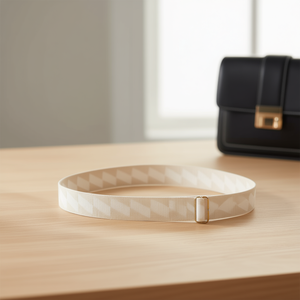 Cintura per borsa beige a quadretti con cinghia in tessuto da 4 cm per borsa a mano - Product Image 2