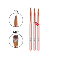 Lot de 3 stylos à ongles professionnels – Kit spécial rose avec manche en bois, stylos à cristaux et pinceaux pour manucure et soins des ongles