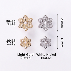 XH Pearl Flower Shank <b>Buttons</b> Zinc Alloy Plated Metal Beaded Eco-friendly Fasteners for Knitwear Sweater <b>Coat</b> Jacket - Product Image 6