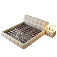 Cadre de lit moderne en bois massif de taille Queen/King Size avec tête de lit en cuir Mobilier de chambre à coucher au dernier design pour hôtels