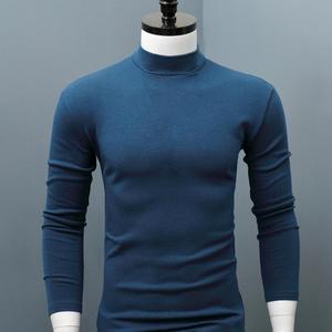 Nuova Camicia da Uomo 2022, Maglione Tinta Unita con Collo Semi-Alto, Casual, Slim Fit, Maniche Lunghe, Caldo, Aderente, Abbigliamento Interno Maschile - Product Image 3