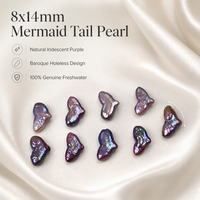 Perles d'eau douce naturelles, irisées, violettes, en forme de queue de sirène, baroques, perles lâches, 8x14 mm, perles fantaisie irrégulières pour la fabrication de bijoux