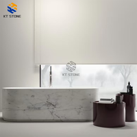 Baignoire autoportante en marbre lourd KT STONE pour espace de bain de club de loisirs haut de gamme, traitement sur mesure des dimensions du marbre