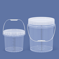 Seau en plastique PP gradué avec couvercle à vis, qualité alimentaire, 5L, 10L, 20L, 25L, pour l'emballage de crème glacée, de fromage, de fruits et de boissons