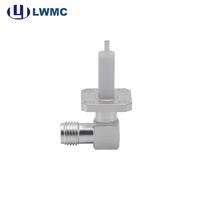 Conector RF Plateado Personalizado por el Fabricante, Receptáculo SMA Hembra R/A de 4 Orificios con Brida, Resistente al Desgaste y de Baja Pérdida