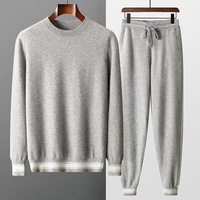 Ensemble pull en cachemire pour homme, col rond, sweat-shirt, nouvelle collection automne-hiver 2026, ensemble décontracté sport chaud en laine, pull et pantalon en cachemire