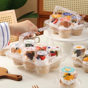 Nhà Máy <span class=keywords><strong>6</strong></span> Gói Cupcake Muffin Bao Bì Hộp Rõ Ràng Pet Nhựa Container Cho Món Tráng Miệng Kẹo Bánh Siêu Thị Sử Dụng - Product Image 2