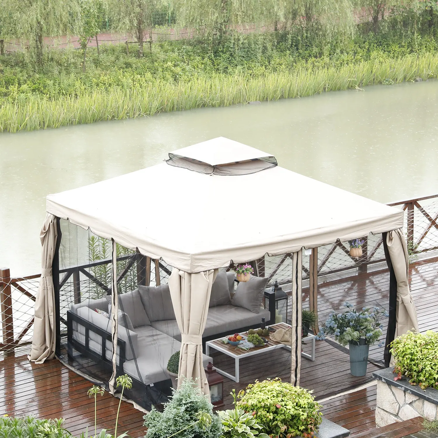 Su geçirmez sert üst veranda alüminyum ucuz 4x4 imalatı bahçe açık çadır çardaklar