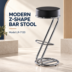 Sgabello da <span class=keywords><strong>Bar</strong></span> Classico di Alta Qualità in Pelle PU con Forma a Z e Seduta Nera <span class=keywords><strong>per</strong></span> Uso Domestico e Alberghiero - Product Image 4