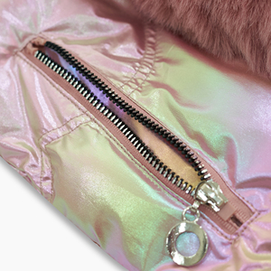 Nuova Giacca alla Moda Personalizzata <span class=keywords><strong>Rosa</strong></span> Lucida Foderata in Pelliccia per Ragazze - Product Image 5