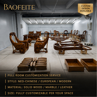 Ensemble de canapés Majlis arabes de luxe, canapé en cuir en bois massif doré sculpté à la main avec table basse en marbre pour villa et palais